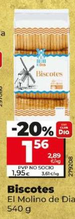 Oferta de El Molino De Dia - Biscotes por 1,56€ en Dia