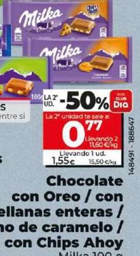 Oferta de Milka - Chocolate Con Oreo / Con Avellanas Enteras Rellano De Caramelo / Con Chips Ahoy por 1,55€ en Dia