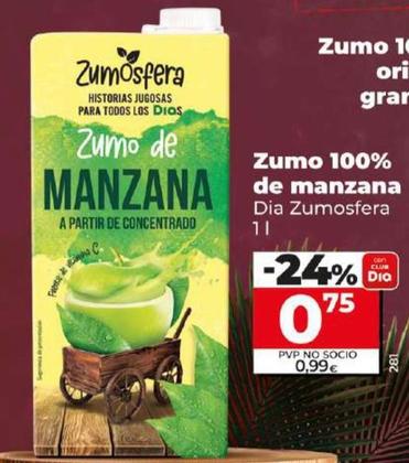 Oferta de Dia Zumosfera - Zumo 100% De Manzana por 0,75€ en Dia