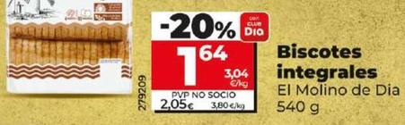 Oferta de El Molino De Dia - Biscotes Integrales por 1,64€ en Dia
