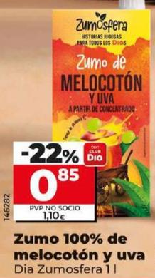 Oferta de Dia Zumosfera - Zumo 100% De Melocoton Y Uva por 0,85€ en Dia