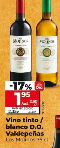 Oferta de Los Molinos - Vino Tinto / Blanco D.O. Valdepenas por 1,95€ en Dia