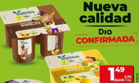 Oferta de Vegedia - Postre Vegetal De Soja Con Chocolate / Sabor Vainilla por 1,55€ en Dia