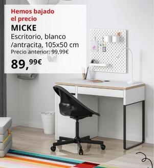 Oferta de Micke - Escritorio, Blanco / Antracita por 89,99€ en IKEA