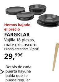 Oferta de Fargklar -Vajilla 18 Piezas, Mate Gris Oscuro por 29,99€ en IKEA