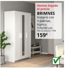 Oferta de Brimnes - Armario Con Puertas, Blanco por 159€ en IKEA