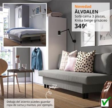 Oferta de Alvdalen - Sofá Cama 3 Plazas, Knisa Beige Grisaceo  por 349€ en IKEA