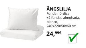 Oferta de Angslilja - Funda Nordica + 2 Fundas Almohada, Blanco por 24,99€ en IKEA