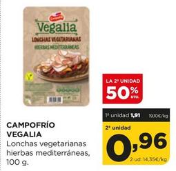 Oferta de Campofrío - Vegalia Lonchas Vegetarianas Hierbas Mediterráneas por 1,91€ en Alimerka