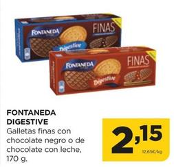 Oferta de Fontaneda - Digestive Galletas Finas Con Chocolate Negro O De Chocolate Con Leche por 2,15€ en Alimerka