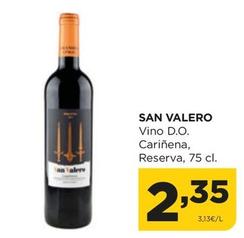Oferta de San Valero - Vino D.O. Cariñena, Reserva por 2,35€ en Alimerka