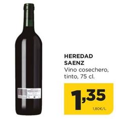 Oferta de Heredad Saenz - Vino Cosechero  por 1,35€ en Alimerka
