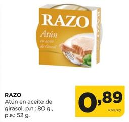 Oferta de Razo - Atún En Aceite De Girasol por 0,89€ en Alimerka