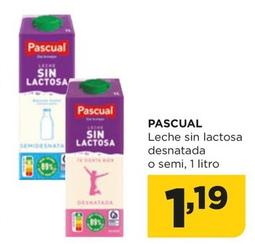 Oferta de Pascual - Leche Sin Lactosa Desnatada O Semi por 1,19€ en Alimerka