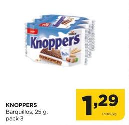 Oferta de Knoppers - Barquillos por 1,29€ en Alimerka