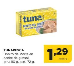 Oferta de Tunapesca - Bonito Del Norte En Aceite De Girasol por 1,29€ en Alimerka