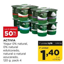 Oferta de Activia - Yogur 0% Natural por 2,79€ en Alimerka