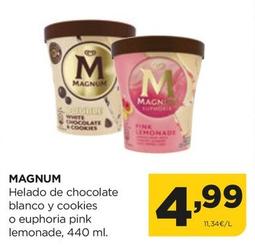 Oferta de Magnum - Helado De Chocolate Blanco Y Cookies O Euphoria Pink Lemonade por 4,99€ en Alimerka