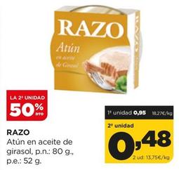 Oferta de Razo - Atún En Aceite De Girasol por 0,95€ en Alimerka