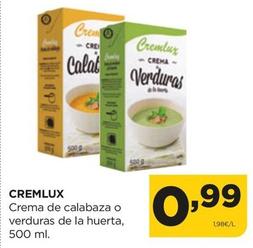 Oferta de Cremlux - Crema De Calabaza O Verduras De La Huerta por 0,99€ en Alimerka