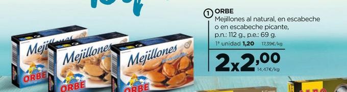 Oferta de Orbe - Mejillones Al Natural por 1,2€ en Alimerka