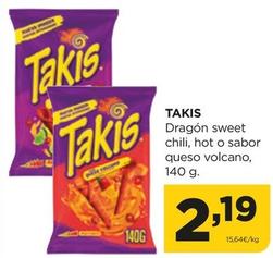 Oferta de Takis - Dragón Sweet Chili, Hot o Sabor Queso Volcano por 2,19€ en Alimerka
