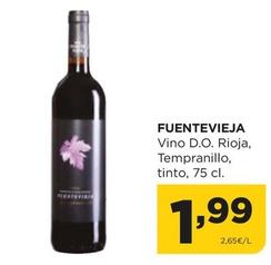 Oferta de Fuentevieja - Vino D.o. Rioja, Tempranillo, Tinto por 1,99€ en Alimerka