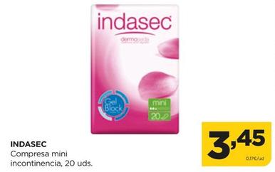 Oferta de Indasec - Compresa Mini Incontinencia por 3,45€ en Alimerka