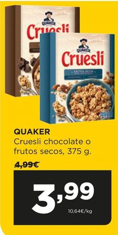 Oferta de Quaker - Cruesli Chocolate O Frutos Secos por 3,99€ en Alimerka