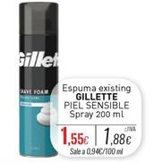 Oferta de Gillette - Espuma Existing Piel Sensible por 1,55€ en Cuevas Cash