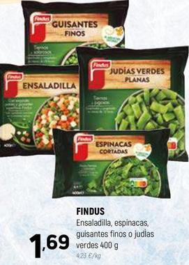 Oferta de Findus - Ensaladilla / Espinacas / Guisantes Finos / Judlas Verdes por 1,69€ en Coviran