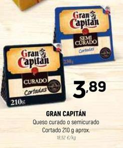 Oferta de Gran Capitán - Queso Curado / Semicurado Cortado por 3,89€ en Coviran