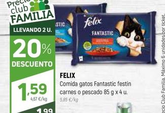 Oferta de Felix - Comida Gatos Fantastic Festin Carnes O Pescado por 1,99€ en Coviran