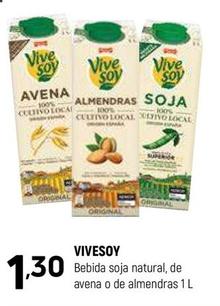 Oferta de Vivesoy - Bebida Soja Natural por 1,3€ en Coviran