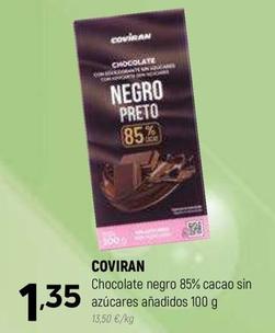 Oferta de Coviran - Chocolate Negro 85% Cacao Sin Azúcares Añadidos por 1,35€ en Coviran