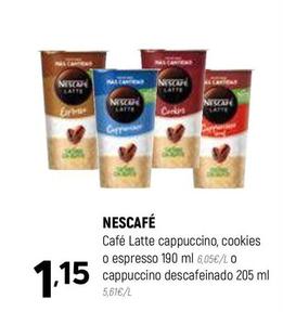 Oferta de Nescafé - Café Latte Cappuccino / Cookies / Espresso / Cappuccino Descafeinado por 1,15€ en Coviran