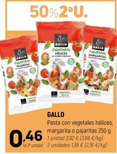 Oferta de Gallo - Asta Con Vegetales Hélices, Margarita O Pajaritas por 0,92€ en Coviran