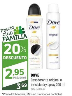 Oferta de Dove - Desodorante Origina por 3,69€ en Coviran