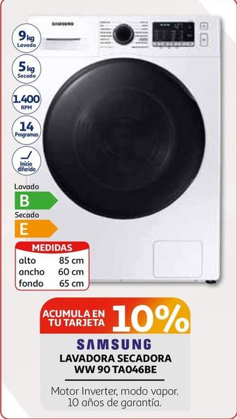 Oferta de Samsung - Lavadora Secadora Ww 90 Ta046be en Alcampo