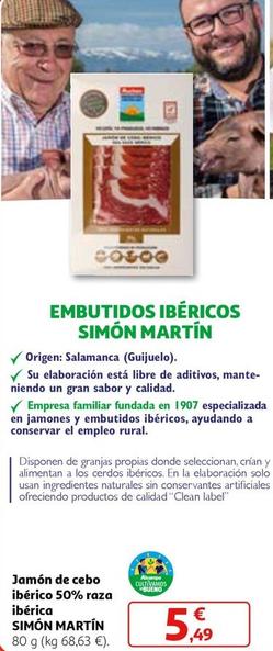 Oferta de Simón Martín - Jamón De Cebo Ibérico 50% Raza Ibérica  por 5,49€ en Alcampo