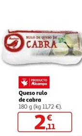 Oferta de Auchan - Queso Rulo De Cabra por 2,11€ en Alcampo