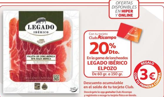 Oferta de Legado Ibérico - Paleta De Cebo Iberica 50% Raza Iberica por 3€ en Alcampo
