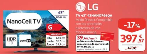Oferta de Lg - TV 43 43NANO766QA por 397,57€ en Alcampo