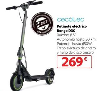 Oferta de Cecotec - Patinete Eléctrico Bongo D30 por 269€ en Alcampo