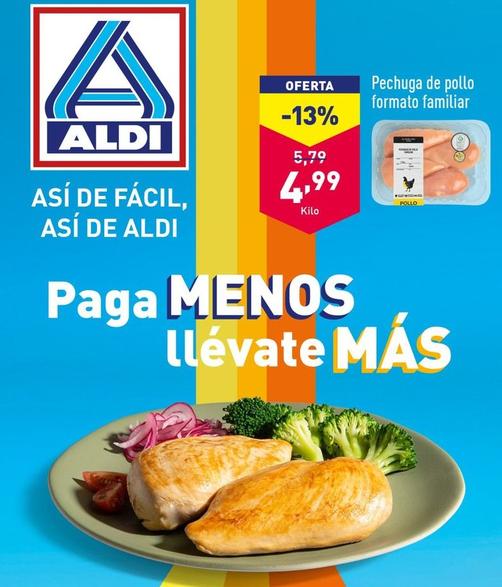Oferta de Pechuga De Pollo Formato Familiar por 4,99€ en ALDI