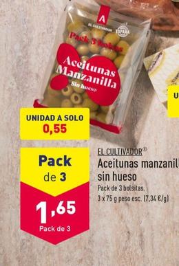 Oferta de El Cultivador - Aceitunas Manzanilla Sin Hueso por 0,55€ en ALDI