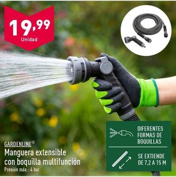 Oferta de Gardenline - Manguera Extensible Con Boquilla Multifuncion por 19,99€ en ALDI