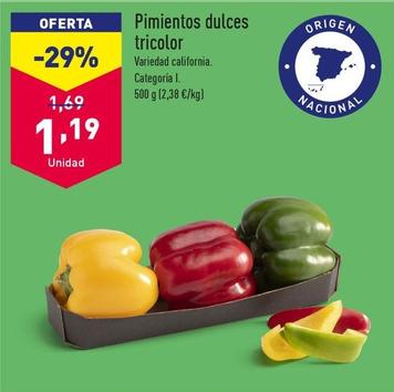 Oferta de Pimientos Dulces Tricolor por 1,19€ en ALDI