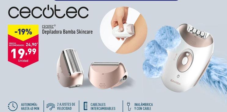 Oferta de Cecotec - Depiladora Bamba Skincare por 19,99€ en ALDI