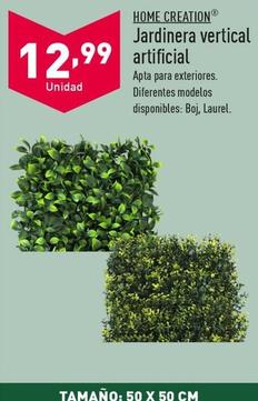 Oferta de Home Creation - Jardinera Vertical Artifical por 12,99€ en ALDI